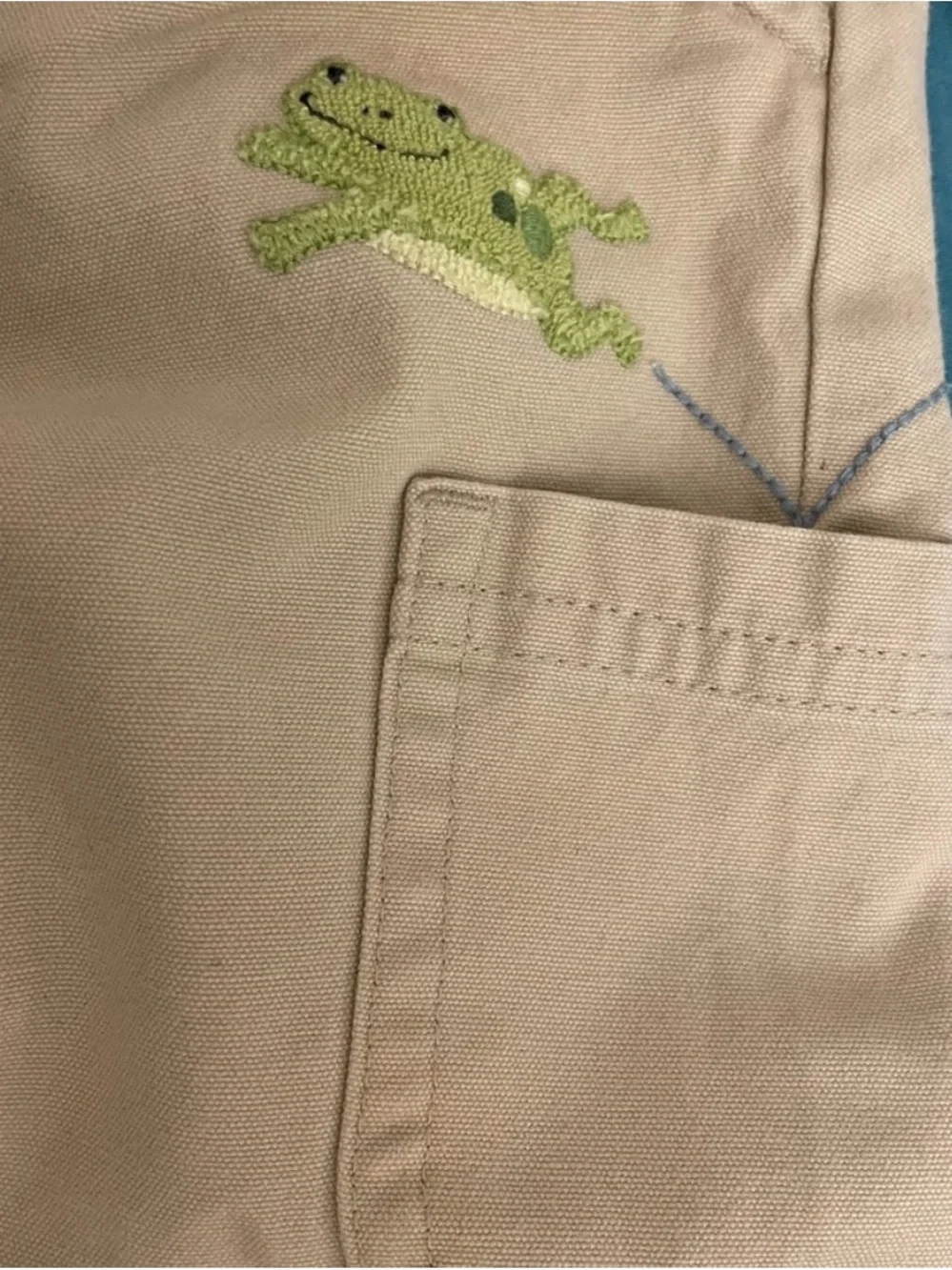 Gymboree Tan Chino Pants with Black Green Frog Embroidery 18-24 mos